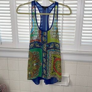 Soprano multicolored cross sheer tank